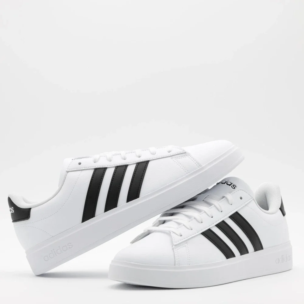 Adidas Men's Classic 3 Stripe Comfort Grand Court 2.0 Shoes White/Black 11.5‎